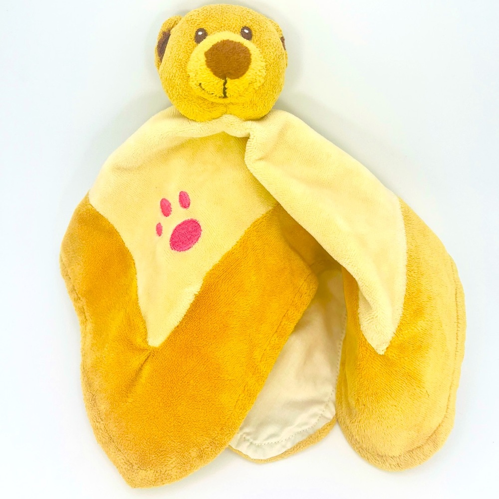 Teddy Bear Lovey Baby Security Blanket Light Brown Paw Print 10.5” Plush Soother